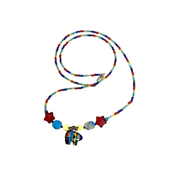 Bear Pendant Necklace Multistone Charm Boho Spiritual Jewelry Gift Festival - Picture 3 of 8